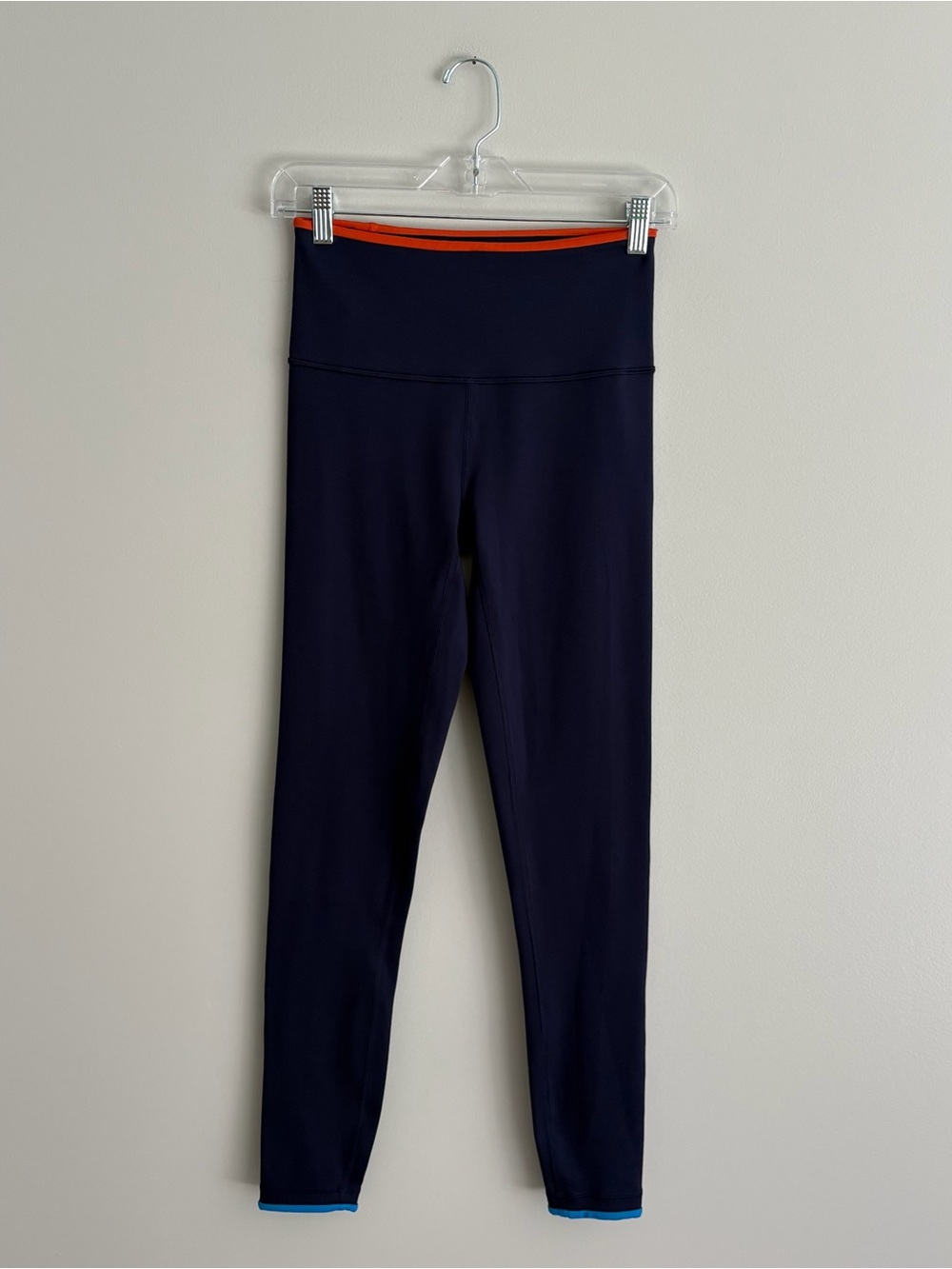 cotopaxi High Waist Navy Leggings with Orange Waistband and Blue Hem Size S